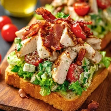 BLT Chicken Salad with chicken, bacon, lettuce, and tomatoes in a bowl
