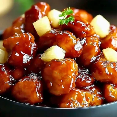 Delicious Brown Sugar Pineapple Chicken served on a plate