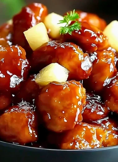 Delicious Brown Sugar Pineapple Chicken served on a plate