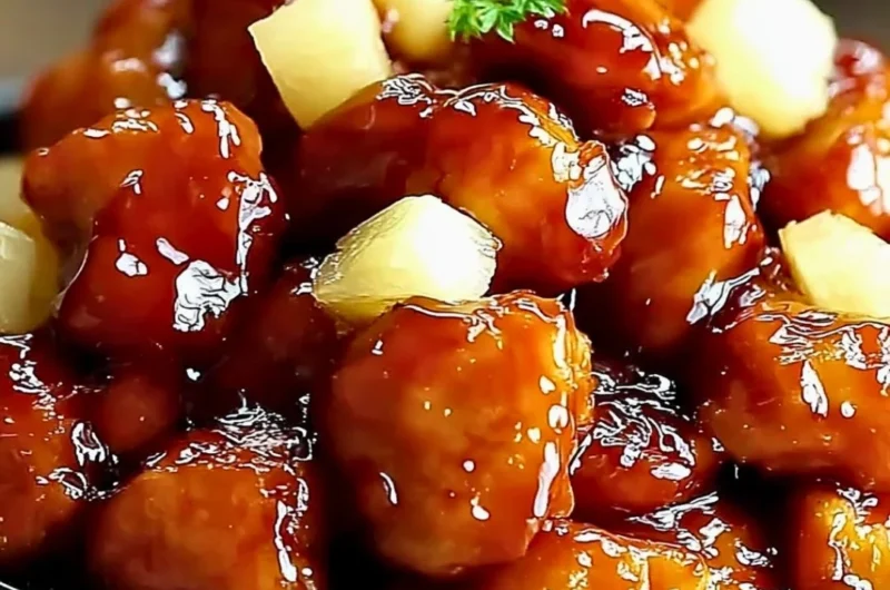 Delicious Brown Sugar Pineapple Chicken served on a plate