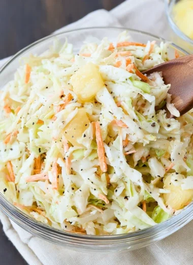 A bowl of delicious Hawaiian Coleslaw made with fresh ingredients.