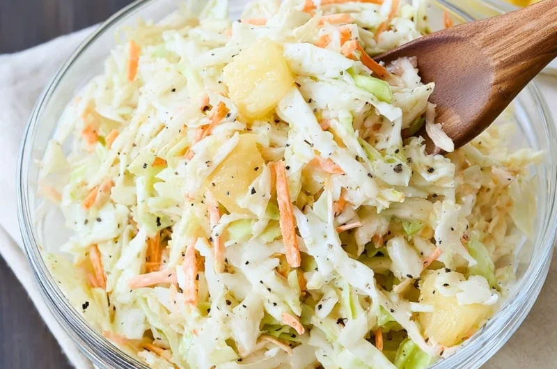A bowl of delicious Hawaiian Coleslaw made with fresh ingredients.