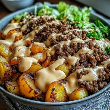 Delicious Smash Burger Bowl with fresh ingredients and savory toppings