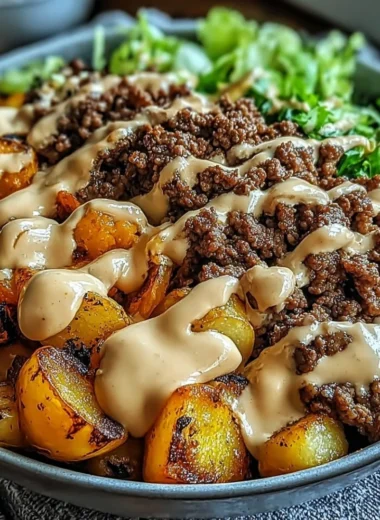 Delicious Smash Burger Bowl with fresh ingredients and savory toppings