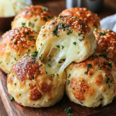 Delicious buttery garlic cheese bombs fresh out of the oven.