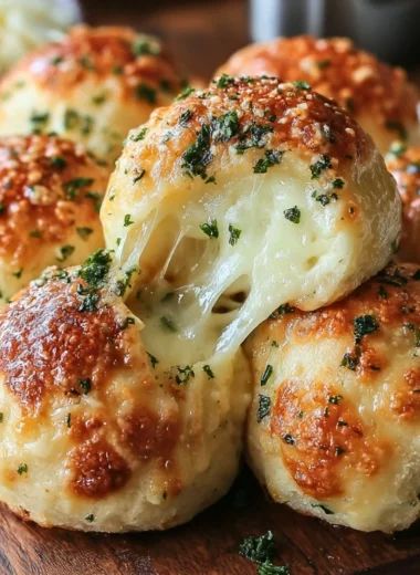 Delicious buttery garlic cheese bombs fresh out of the oven.