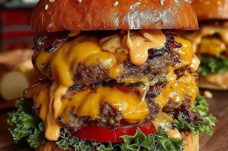 Delicious Crack Burger topped with fresh ingredients and savory sauces