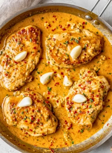 Creamy garlic chicken skillet dish, Paleo, Whole30, Keto-friendly recipe