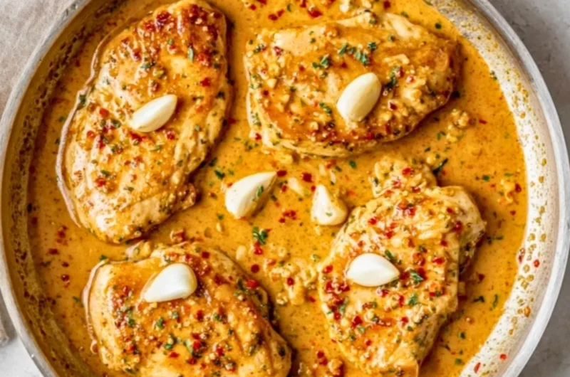 Creamy garlic chicken skillet dish, Paleo, Whole30, Keto-friendly recipe