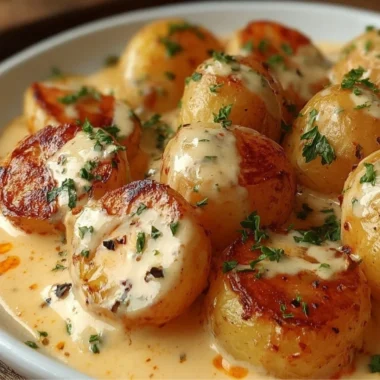 Creamy garlic sauce baby potatoes, a flavorful side dish recipe