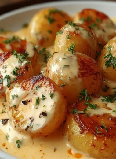 Creamy garlic sauce baby potatoes, a flavorful side dish recipe