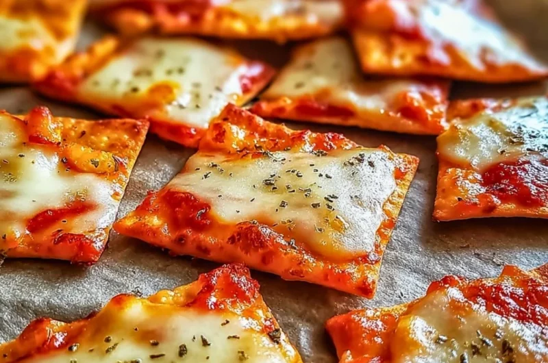 A bowl of crispy pizza chips for a delicious snack experience.
