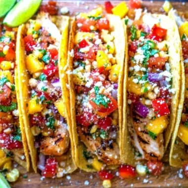 Delicious and easy chicken tacos served with fresh toppings