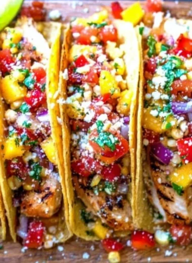 Delicious and easy chicken tacos served with fresh toppings