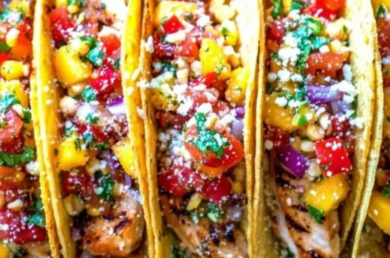 Delicious and easy chicken tacos served with fresh toppings