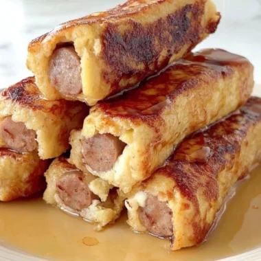 Delicious French Toast Roll-Ups served with syrup and fresh berries