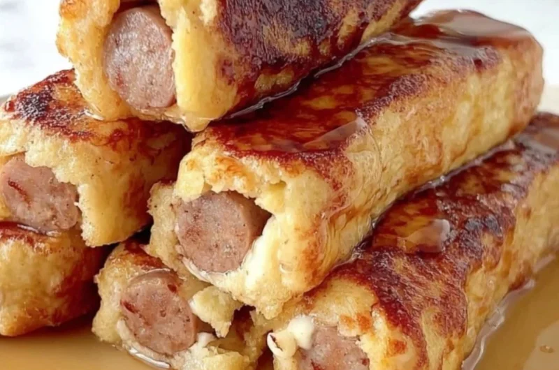 Delicious French Toast Roll-Ups served with syrup and fresh berries