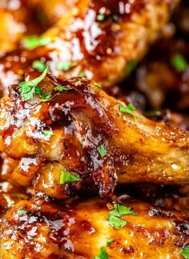 Delicious Honey Garlic Chicken Wings glazed with a sweet and savory sauce