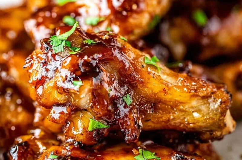 Delicious Honey Garlic Chicken Wings glazed with a sweet and savory sauce