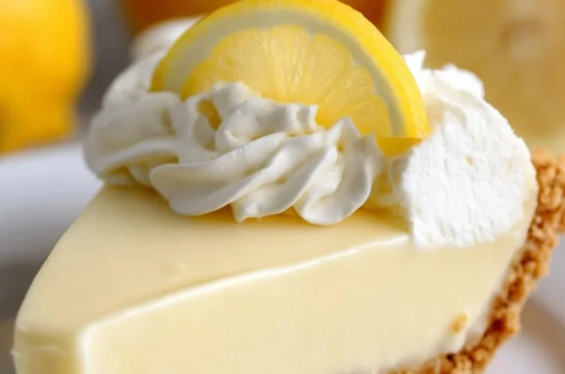 Delicious Magnolia lemon pie topped with whipped cream and lemon zest.