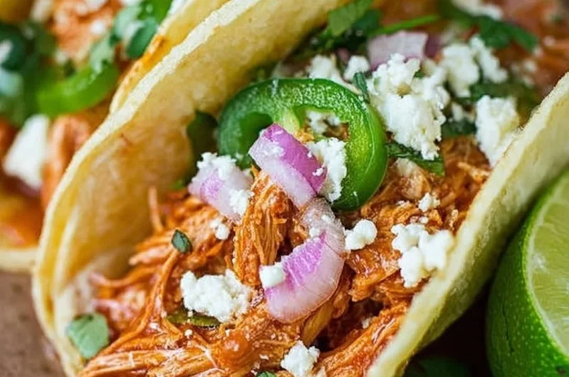 Authentic Chicken Tinga served with tortillas and garnishes