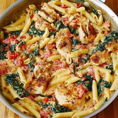 Chicken bacon with spinach and tomatoes in garlic cream sauce dish