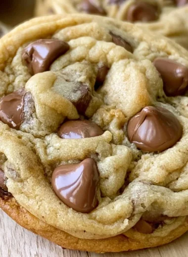 Homemade Crumbl chocolate chip cookies on a baking sheet