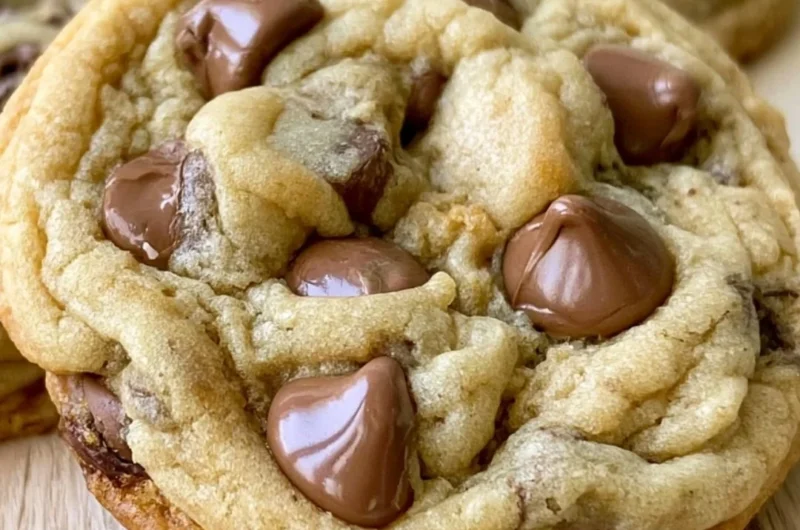 Homemade Crumbl chocolate chip cookies on a baking sheet