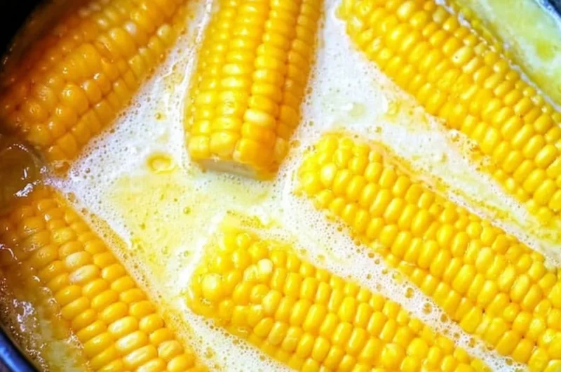 Freshly grilled corn on the cob served with butter and herbs