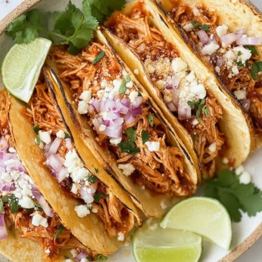 Delicious crockpot chicken tacos with shredded chicken and fresh toppings
