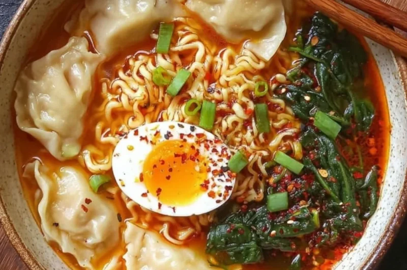 Delicious Dumpling Ramen Bowl with tender dumplings and aromatic broth