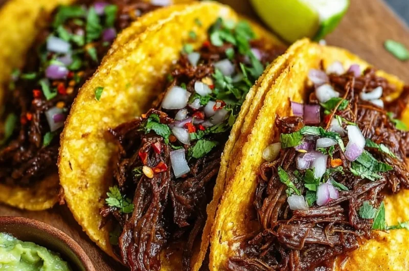 Delicious easy chuck roast tacos with fresh toppings and seasonings