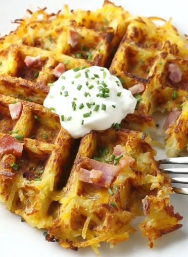 Delicious Hash Brown Waffles made in a waffle maker, perfect for breakfast.