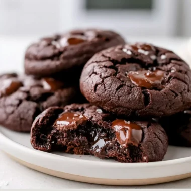 Keto Flourless Fudge Cookies on a plate, gluten-free and low-carb dessert