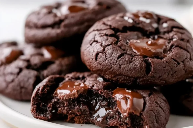 Keto Flourless Fudge Cookies on a plate, gluten-free and low-carb dessert