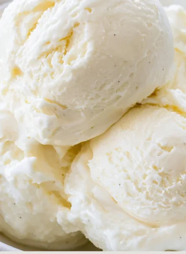 Delicious no-churn ice cream served in a bowl with toppings.