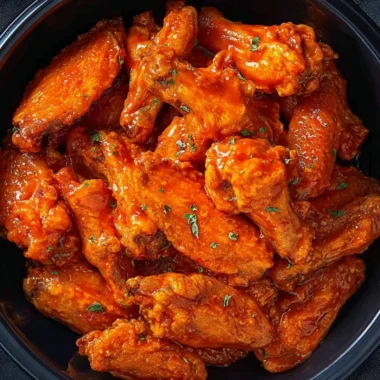Slow Cooker Buffalo Wings served with dipping sauce on a platter