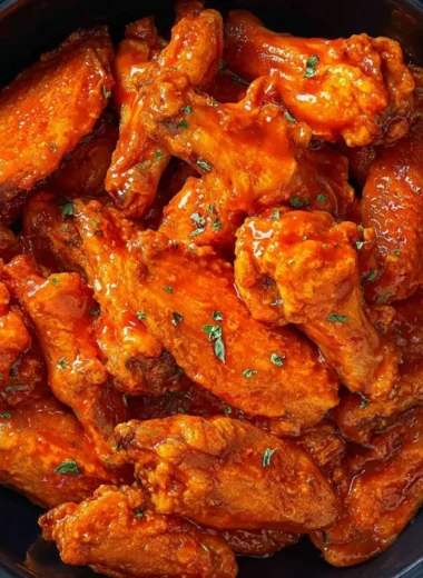 Slow Cooker Buffalo Wings served with dipping sauce on a platter