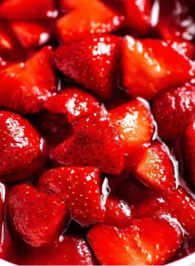 Delicious homemade strawberry sauce topping for desserts and pancakes