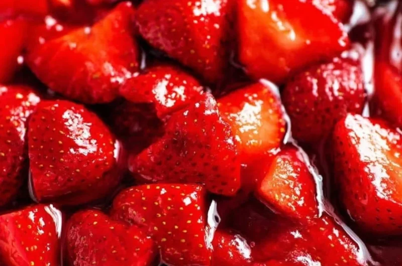 Delicious homemade strawberry sauce topping for desserts and pancakes