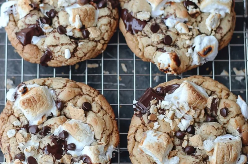 Delicious s'mores cookies with chocolate and marshmallow filling