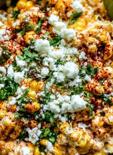 Cozy Mexican Street Corn Elote topped with cheese and spices