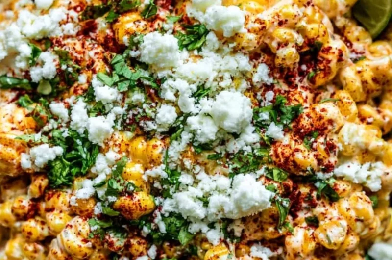Cozy Mexican Street Corn Elote topped with cheese and spices