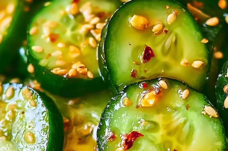 Easy Asian cucumber salad with fresh vegetables and dressing