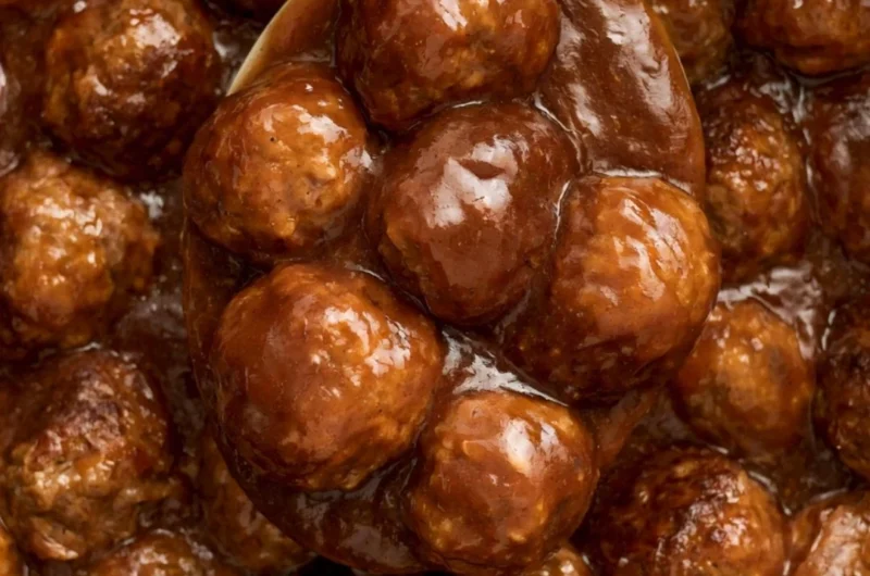 Slow Cooker Salisbury Steak Meatballs in a savory sauce