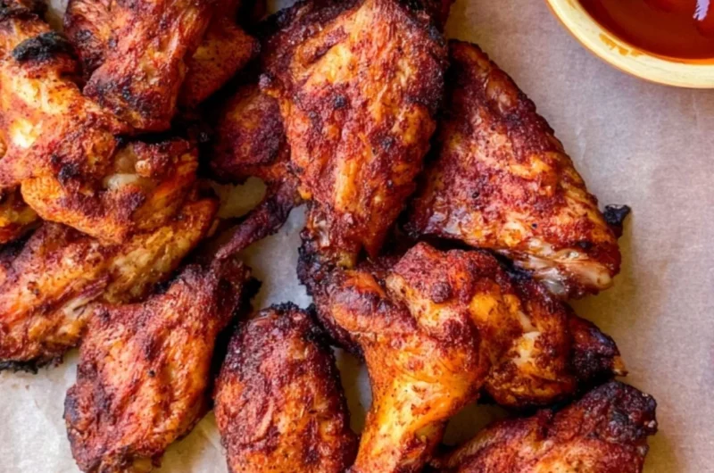 Delicious Traeger smoked chicken wings on a grill