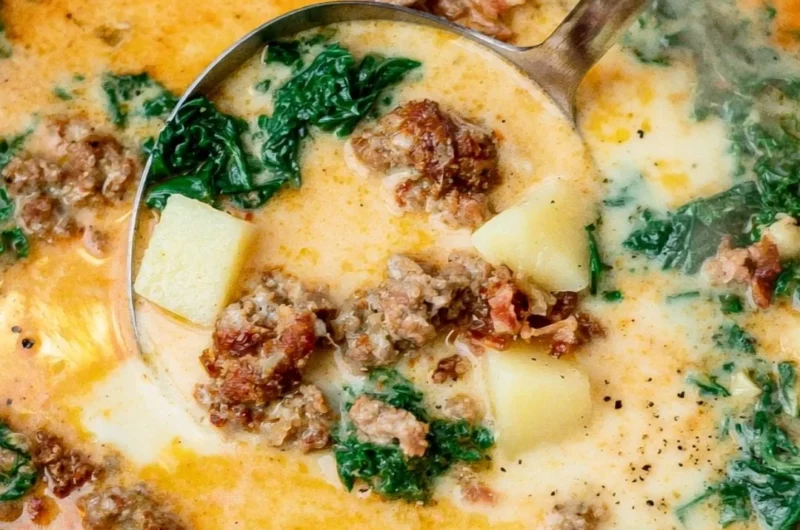 Delicious Zuppa Toscana soup served in a bowl, reminiscent of Olive Garden style.