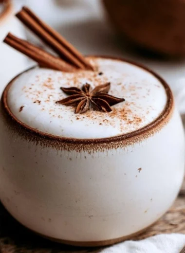 Cozy coconut chai brewed with coconut milk and aromatic spices