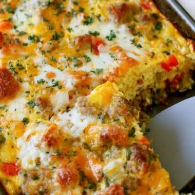 Delicious healthy turkey sausage and egg breakfast plate
