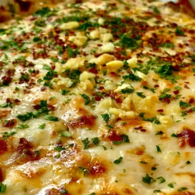 Delicious baked garlic bread dip served in a bowl, perfect for appetizers